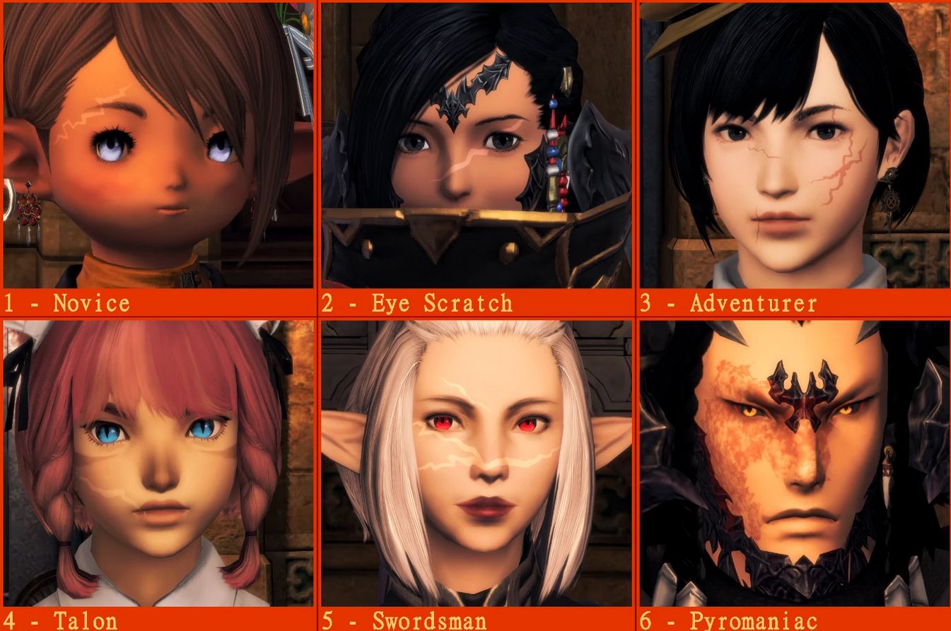 Rough Scars - 6 Face Paints - ff14 Mods